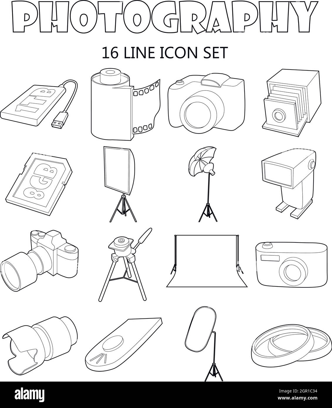 Camera Accessories Drawing Icons Stock Vector - Illustration of