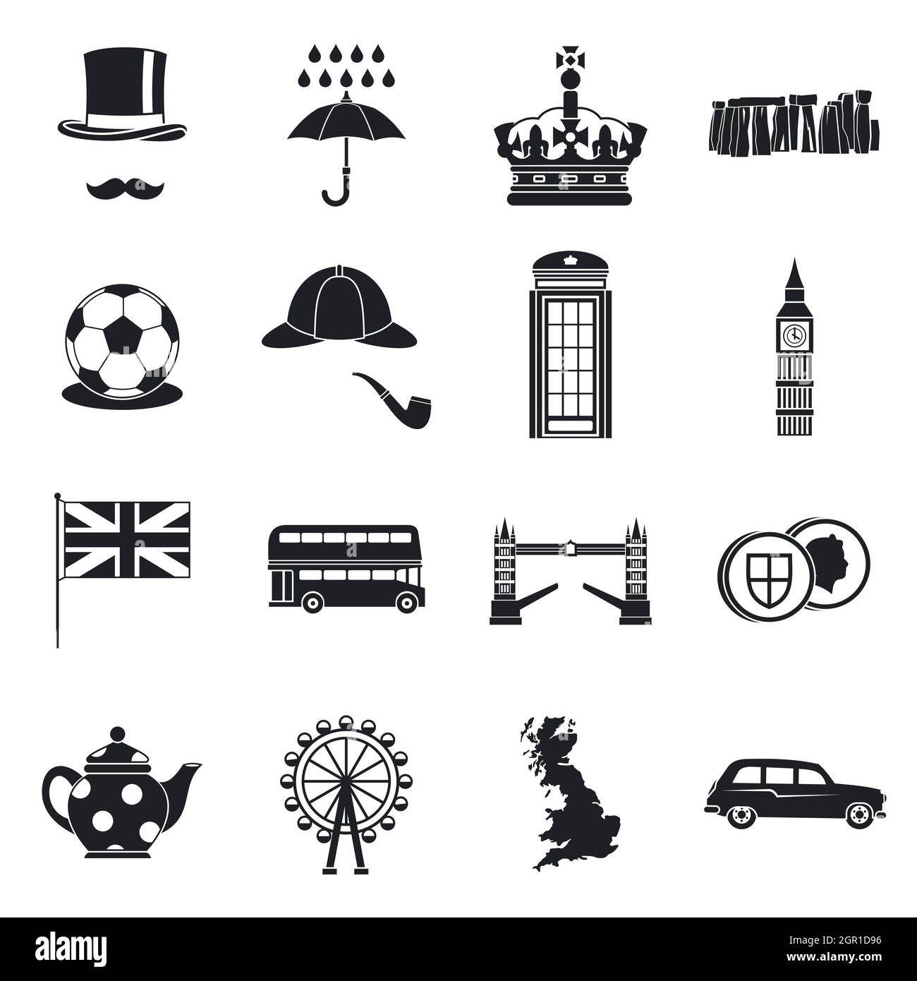 Great Britain icons set , simple style Stock Vector