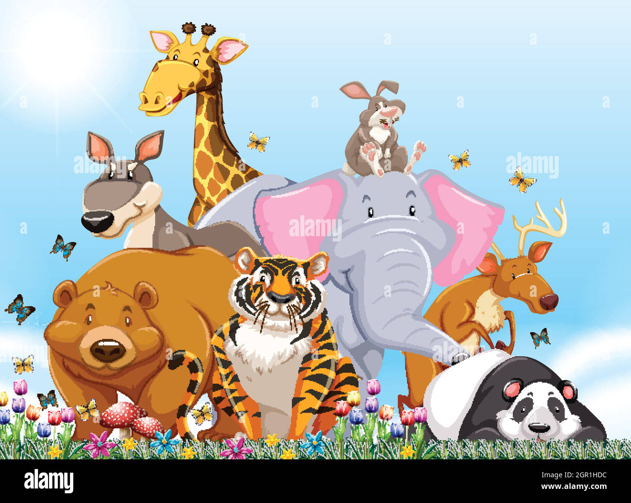 Many types of wild animals in the field Stock Vector Image & Art - Alamy