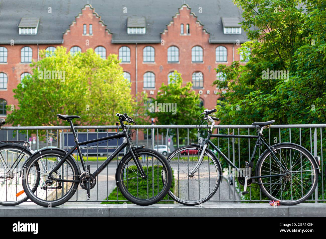 Bicycle parking in Europe. Popular urban transport. Berlin, Germany ...