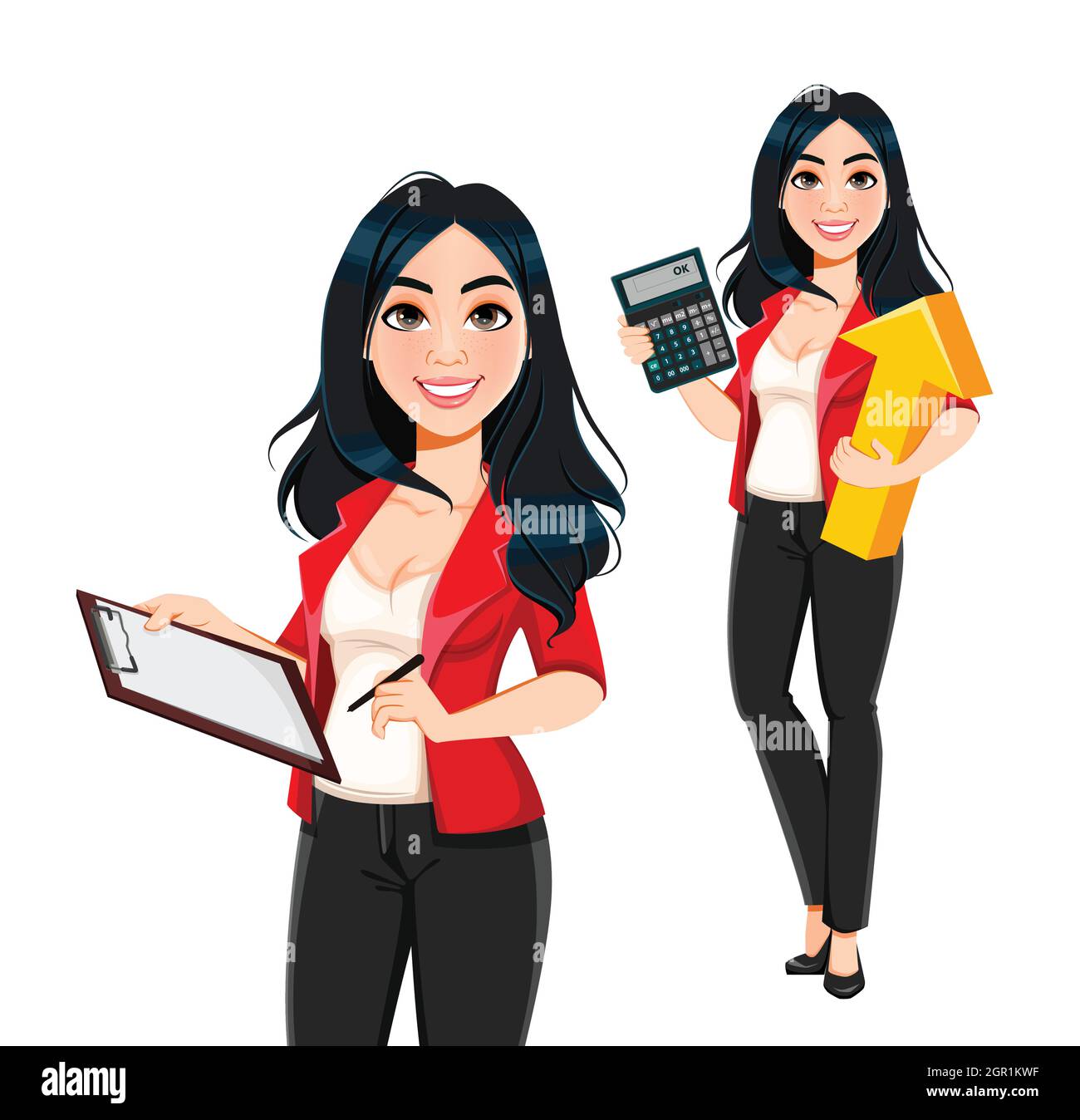 Business woman, manager, banker, beautiful successful girl, set of two  poses. Businesswoman cartoon character. Stock vector illustration Stock  Vector Image & Art - Alamy
