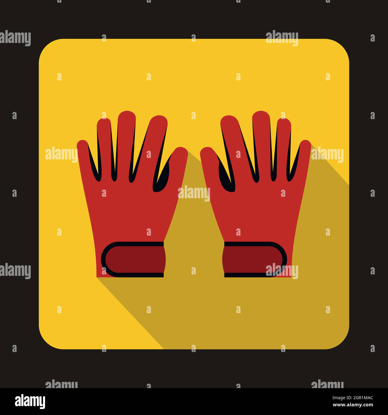 Red winter ski gloves icon, flat style Stock Vector