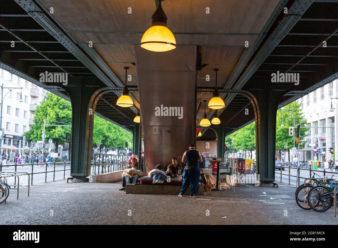 View of the space under the bridge in the city. Berlin, Germany - 05.17.2019 Stock Photo