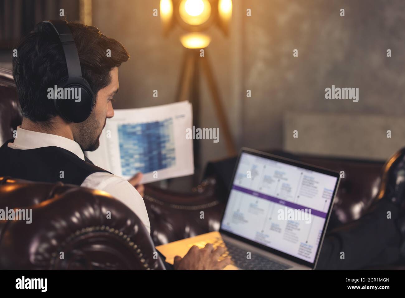 Office Manager Working On Computer At His Desk Person Stock Photo Alamy