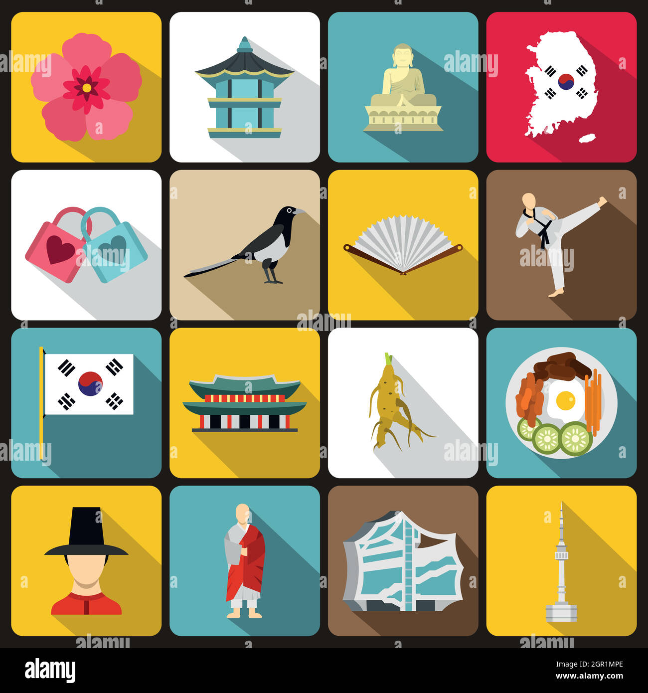 South Korea icons set, flat style Stock Vector Image & Art - Alamy