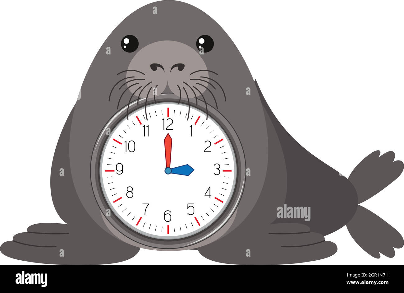 Cartoon seal clock template Stock Vector
