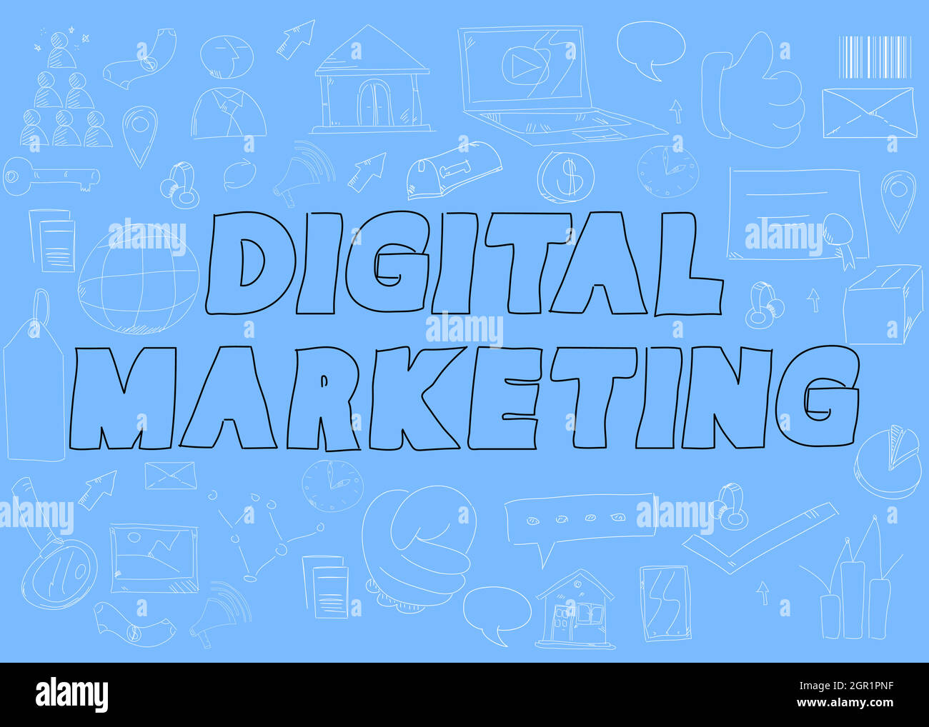 Doodle Digital Marketing words Stock Vector