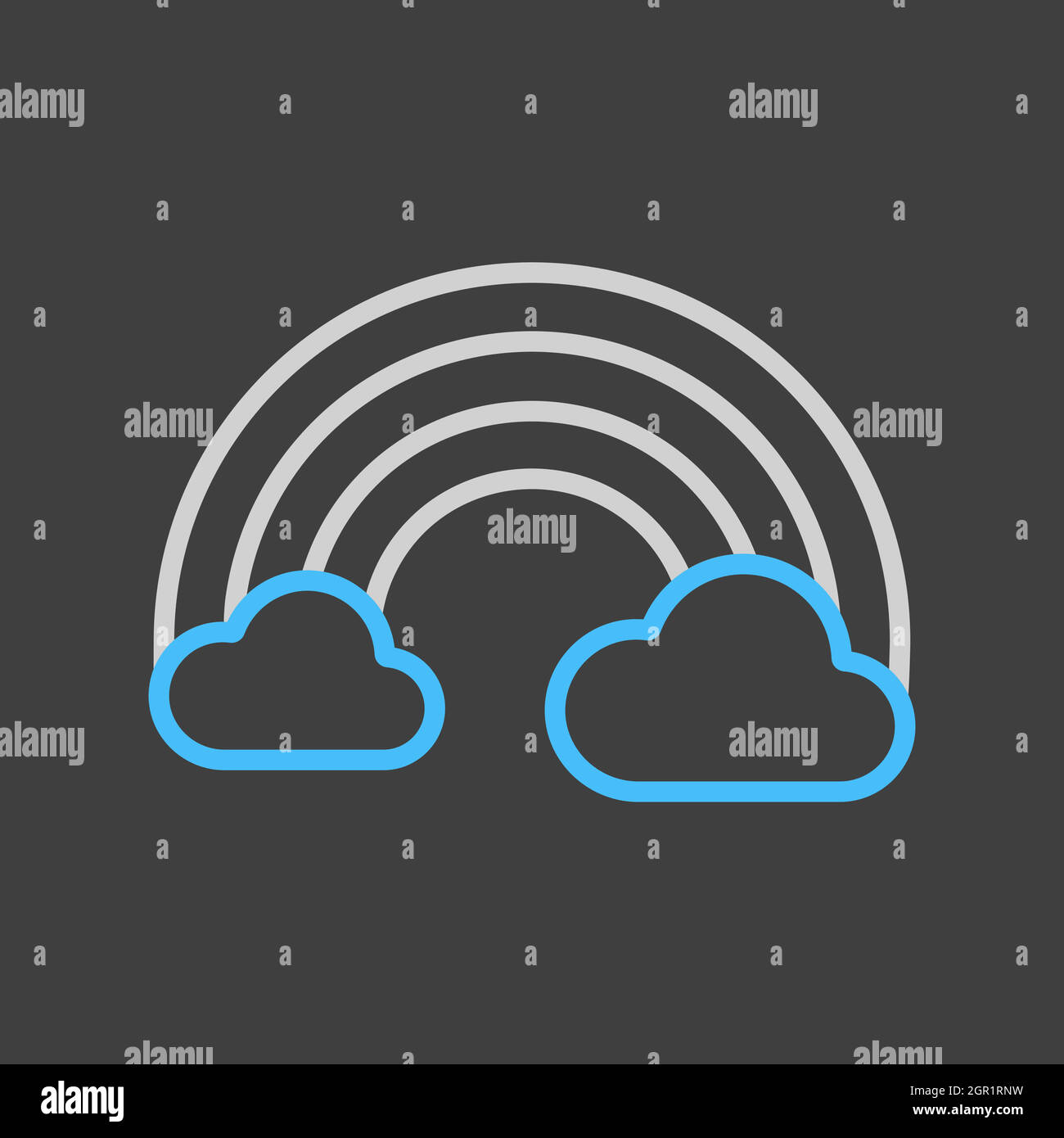 Rainbow and cloud vector icon on dark background. Weather sign Stock ...