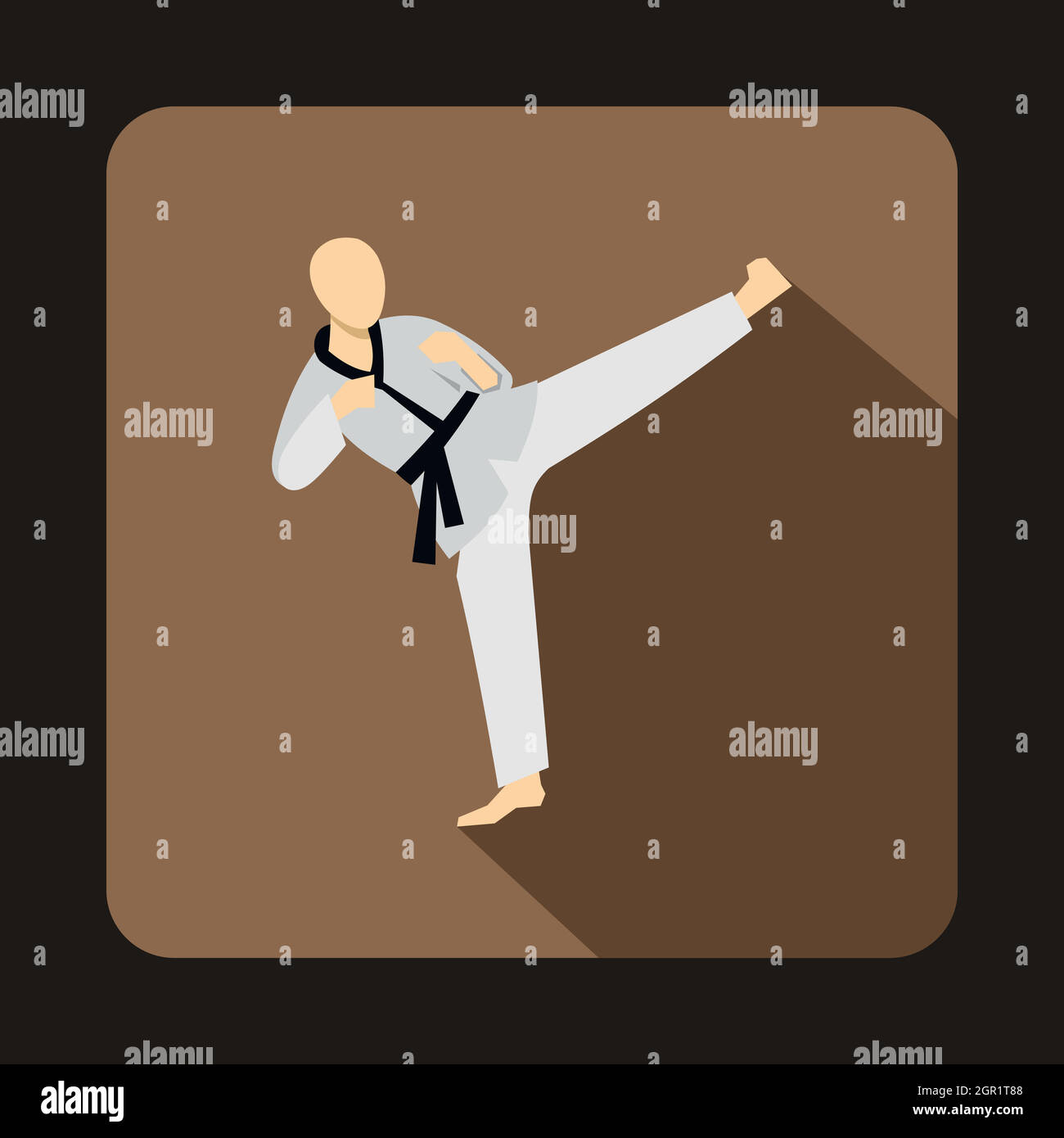 Wushu fighting style icon in flat style Stock Vector