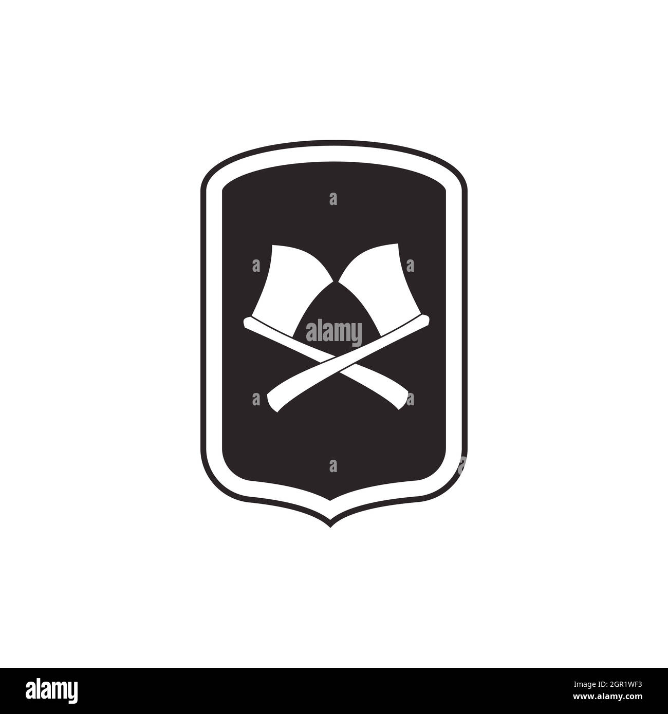 Shield with crossed axes icon, simple style Stock Vector