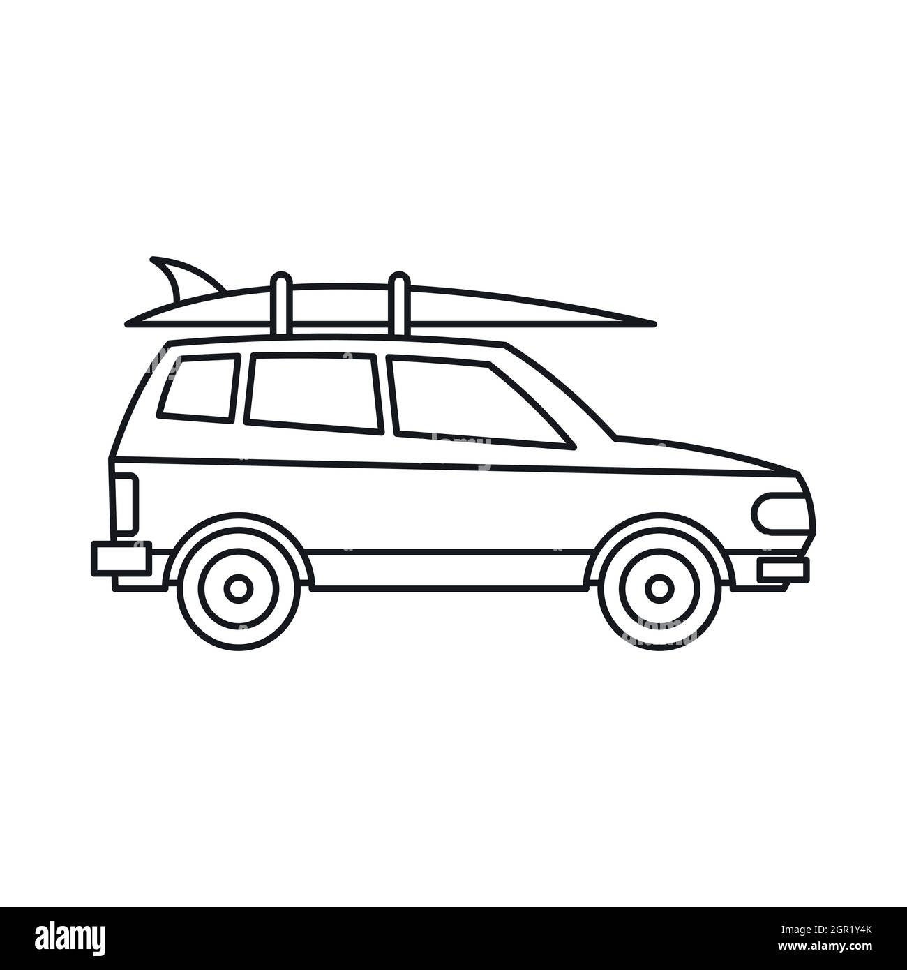 Car with luggage icon, outline style Stock Vector