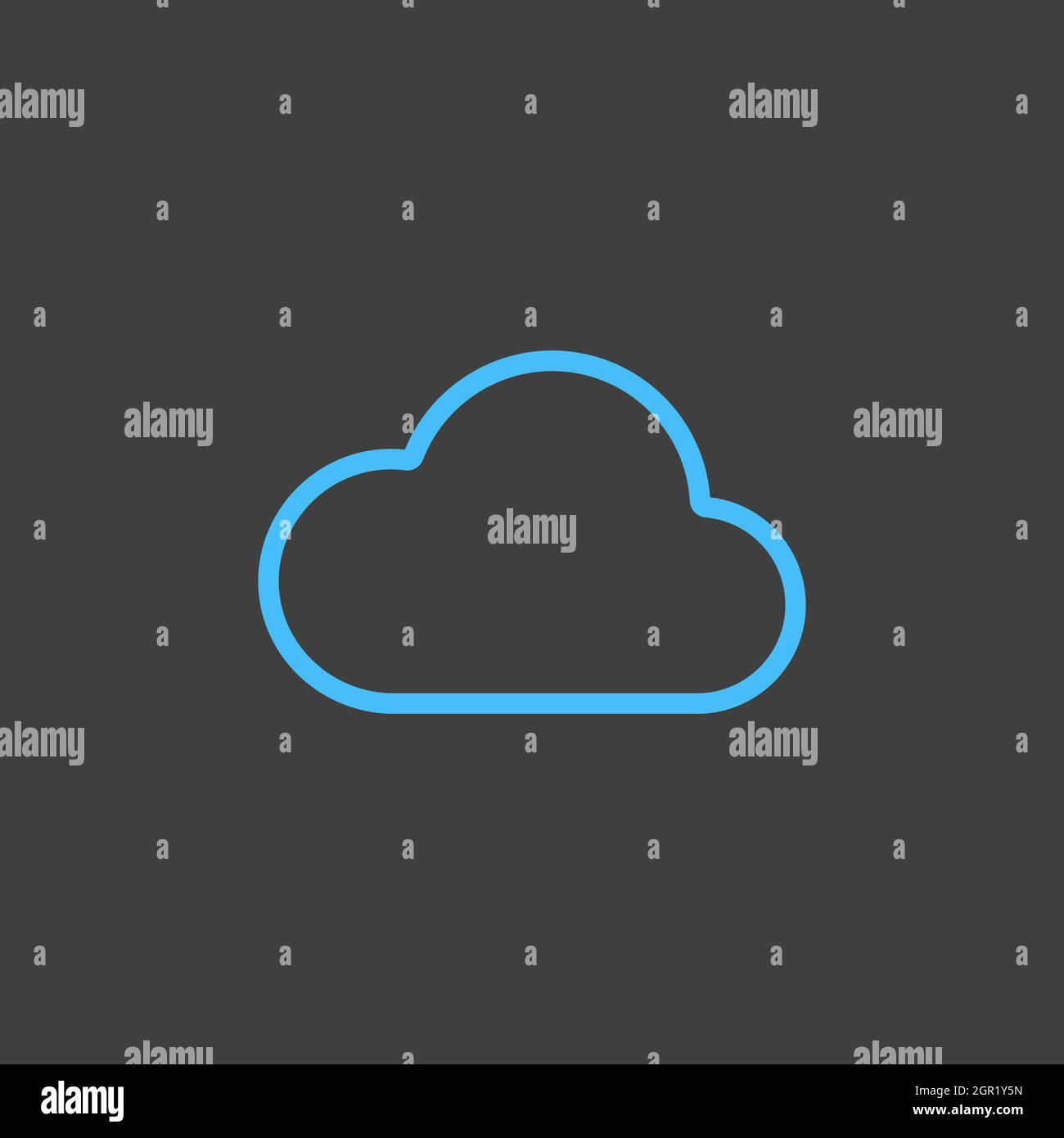 Cloud vector isolated flat icon on dark background. Weather sign Stock Vector