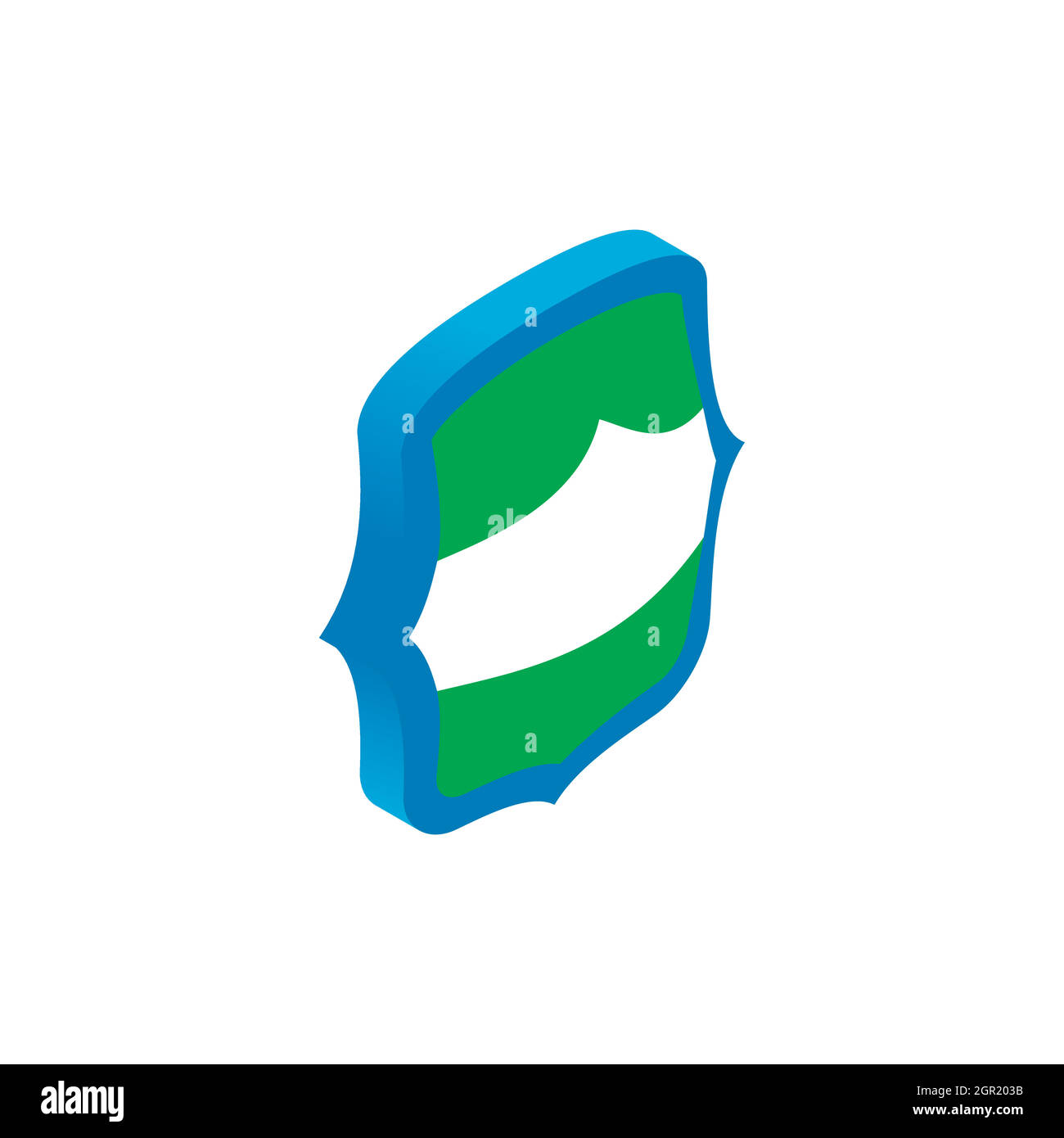 Green and blue shield icon, isometric 3d style Stock Vector