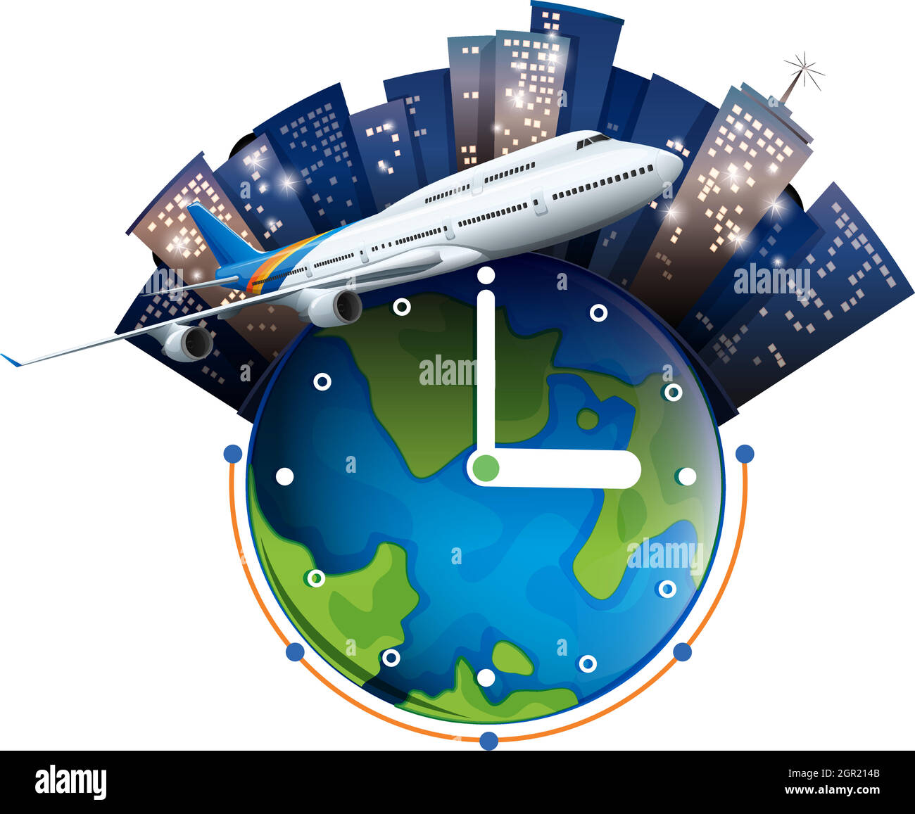 Plane travel around the world Stock Vector