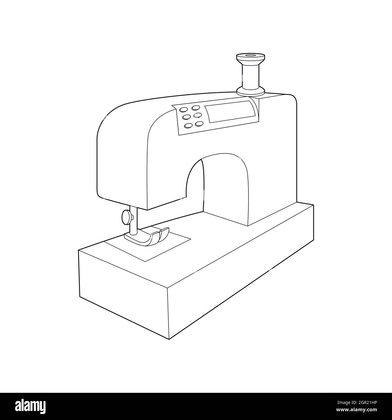 Sewing machine icon, outline style Stock Vector