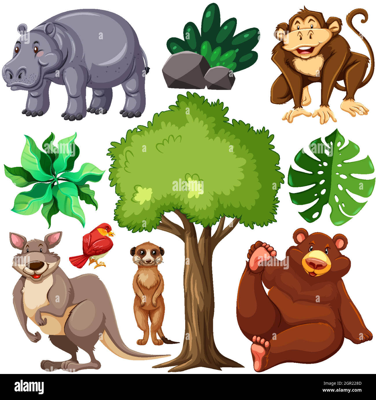 Set of cute wild animal and nature Stock Vector Image & Art - Alamy