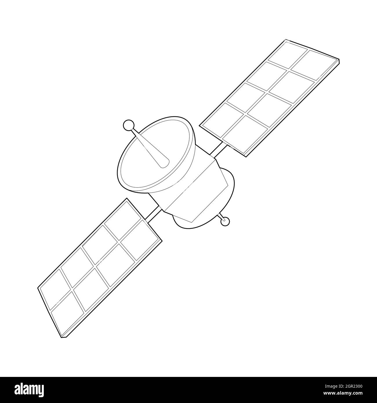 Space satellite icon, outline style Stock Vector