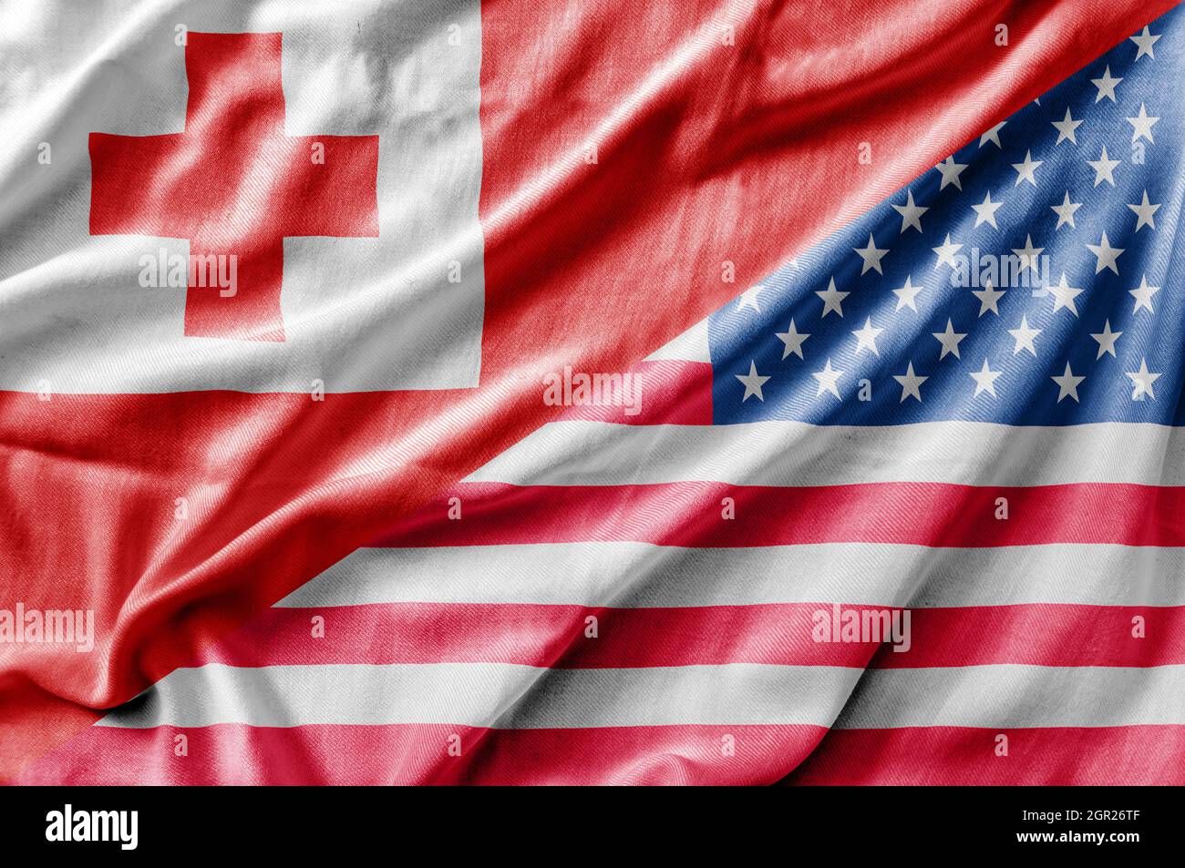 Mixed USA and Tonga flag, three dimensional render Stock Photo - Alamy