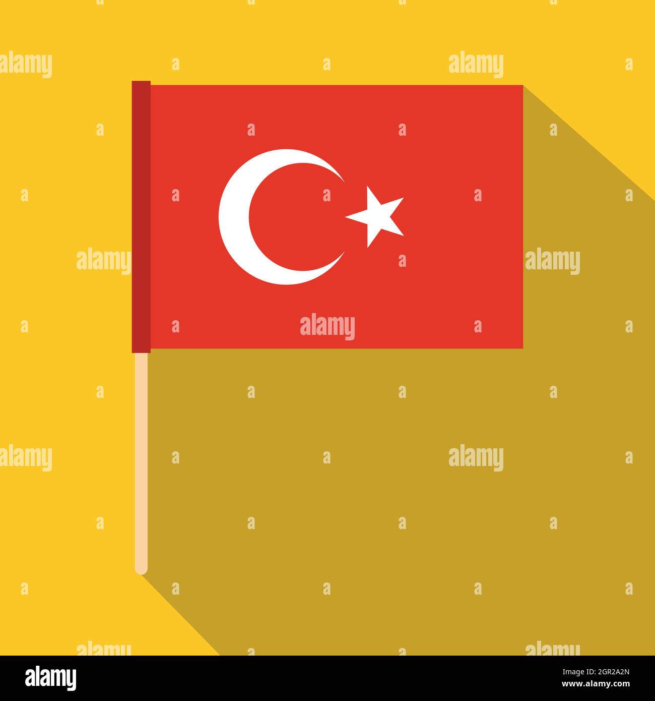 Flag of Turkey icon, flat style Stock Vector