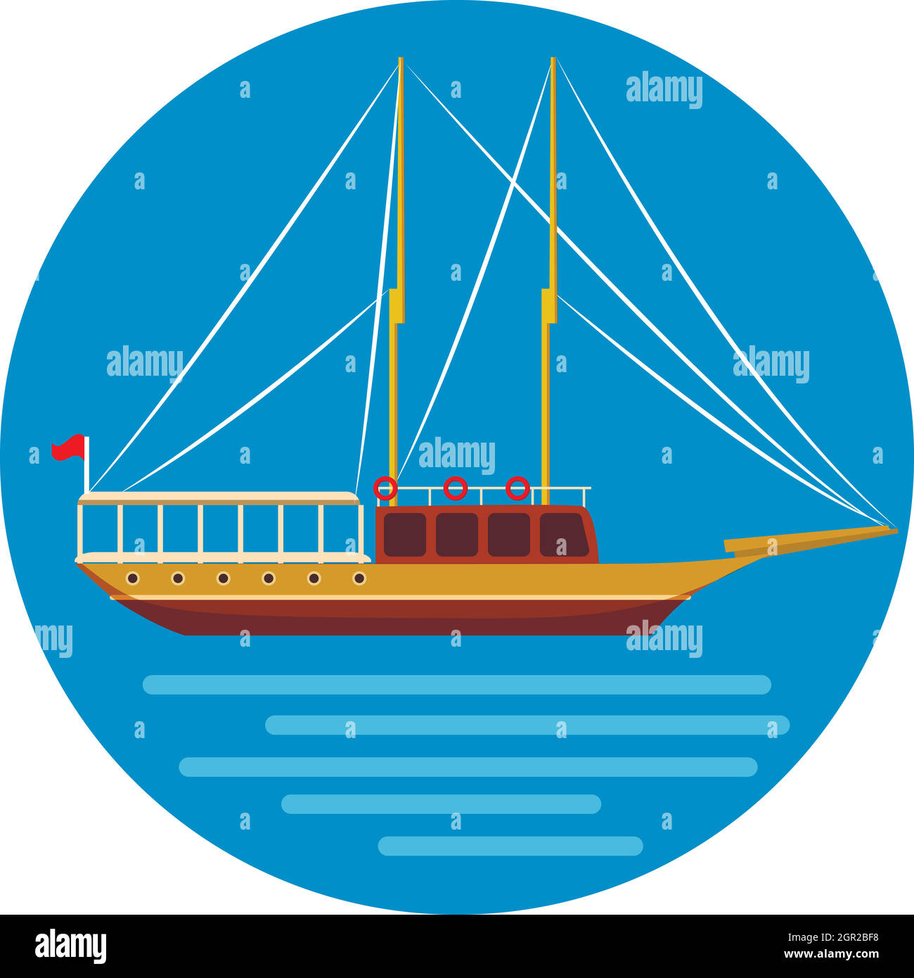 Ship icon in cartoon style Stock Vector