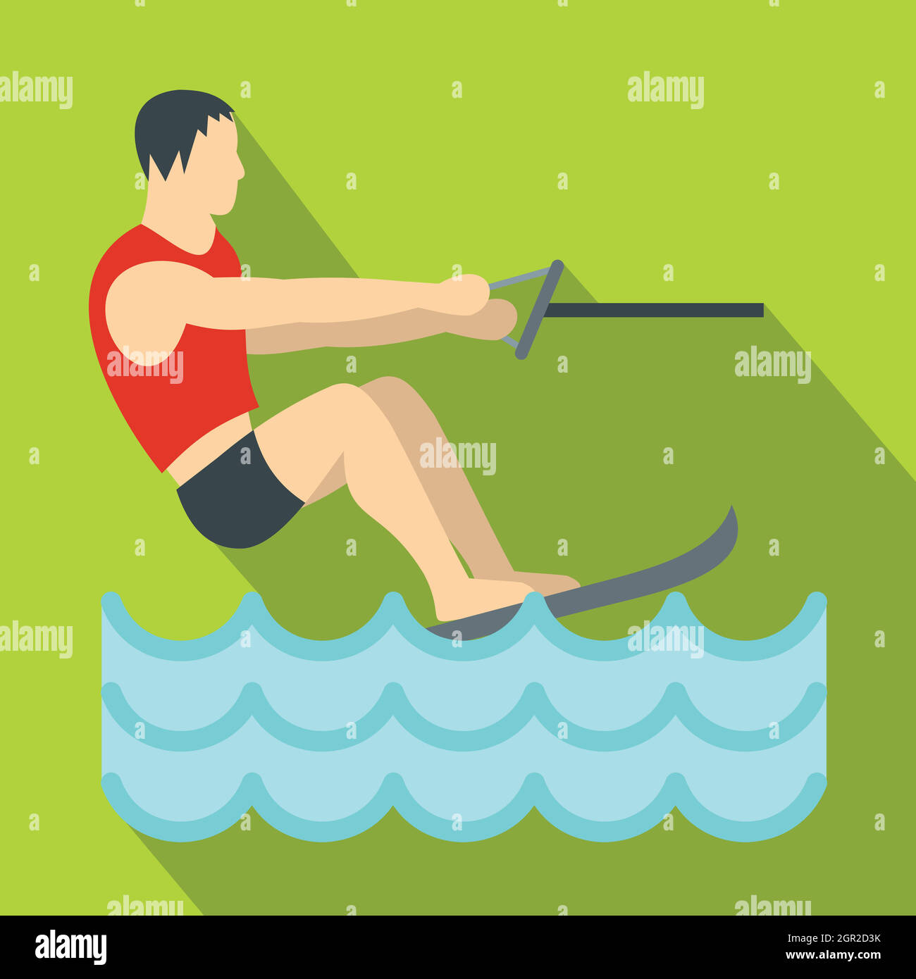 Water skiing icon, flat style Stock Vector