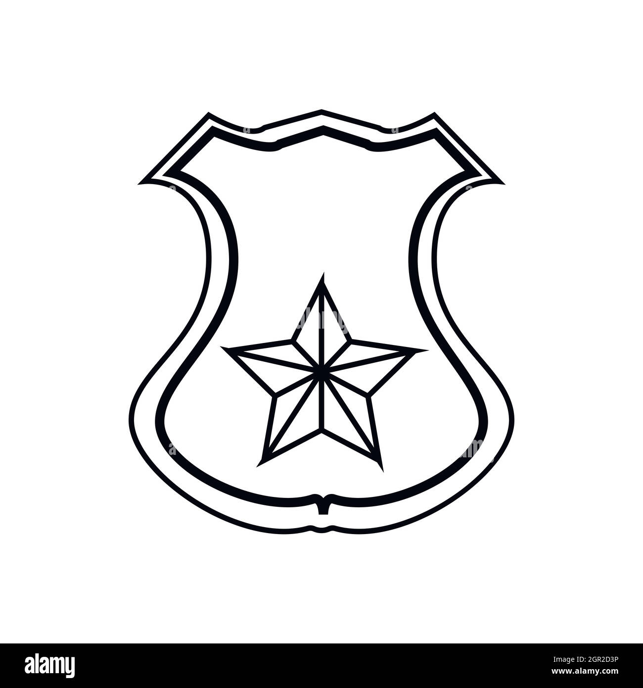 Sheriff badge icon, outline style Stock Vector