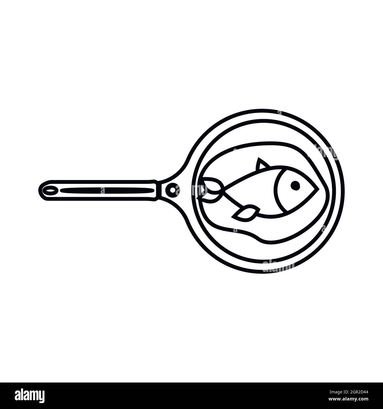 Net with fish icon, outline style Stock Vector