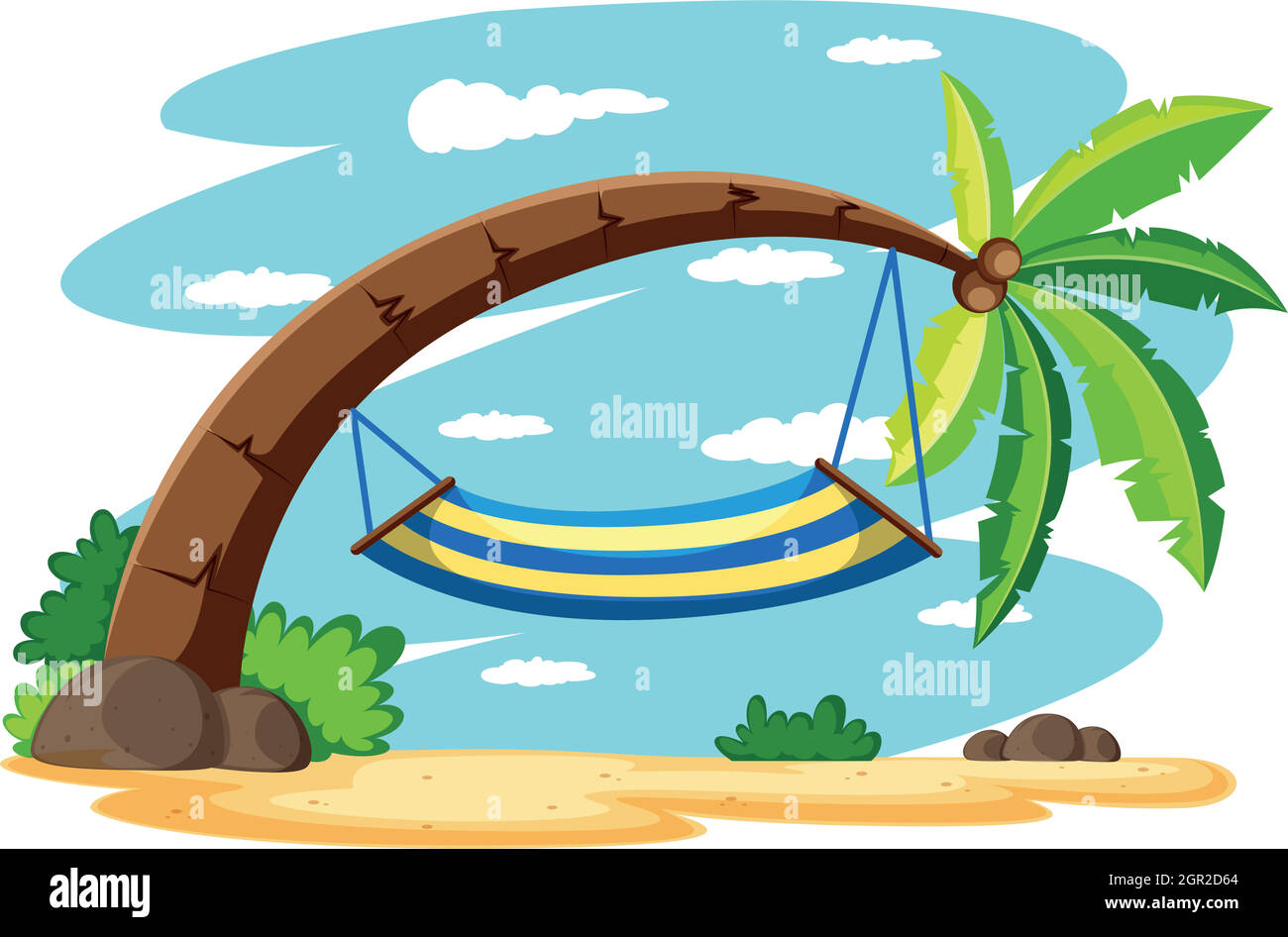 Hammock on the coconut tree Stock Vector