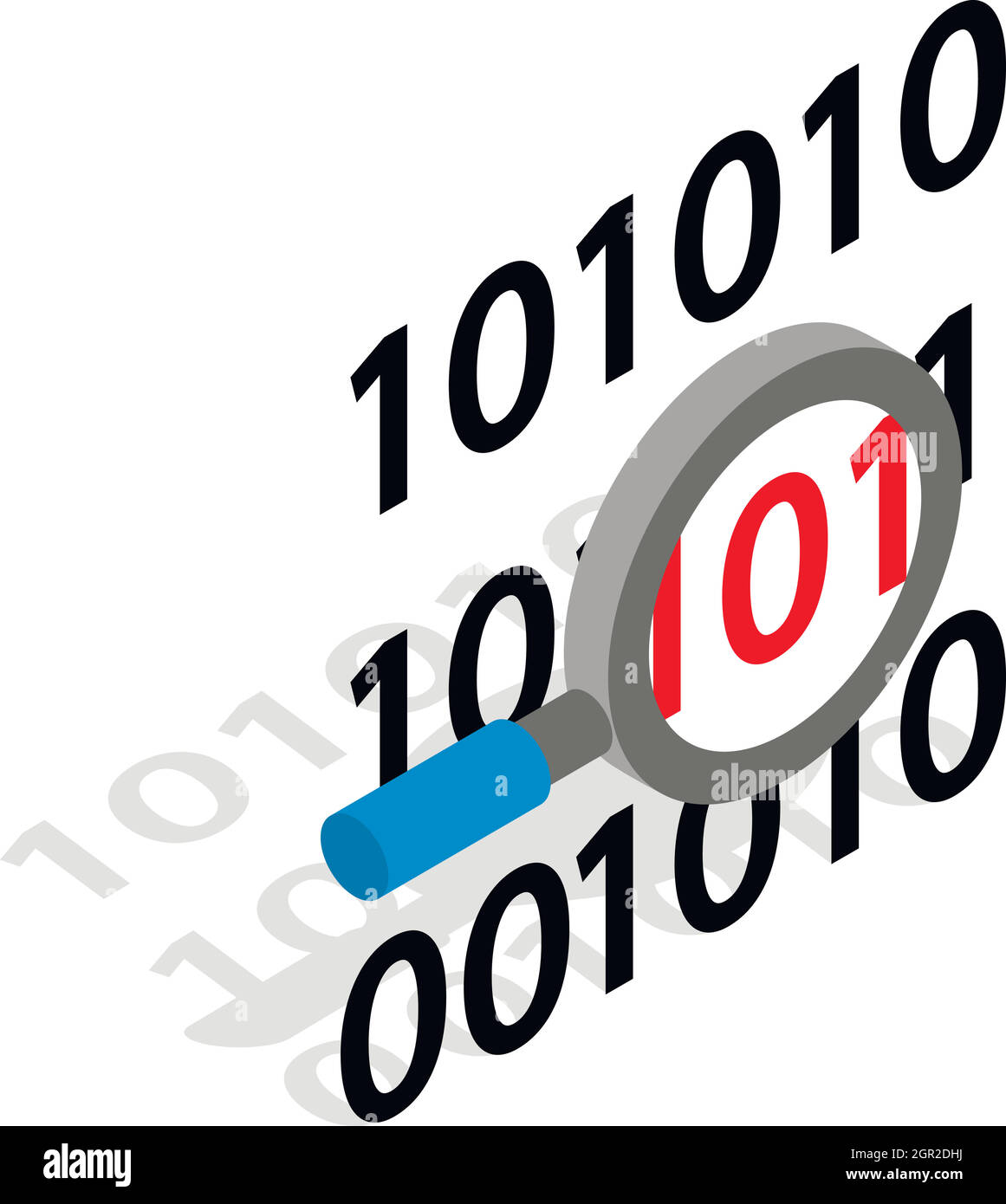 Binary code and magnifying glass icon Stock Vector