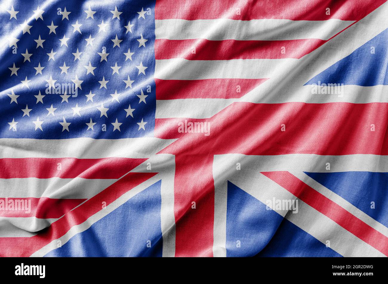 Mixed USA and United Kingdom flag, three dimensional render Stock Photo ...