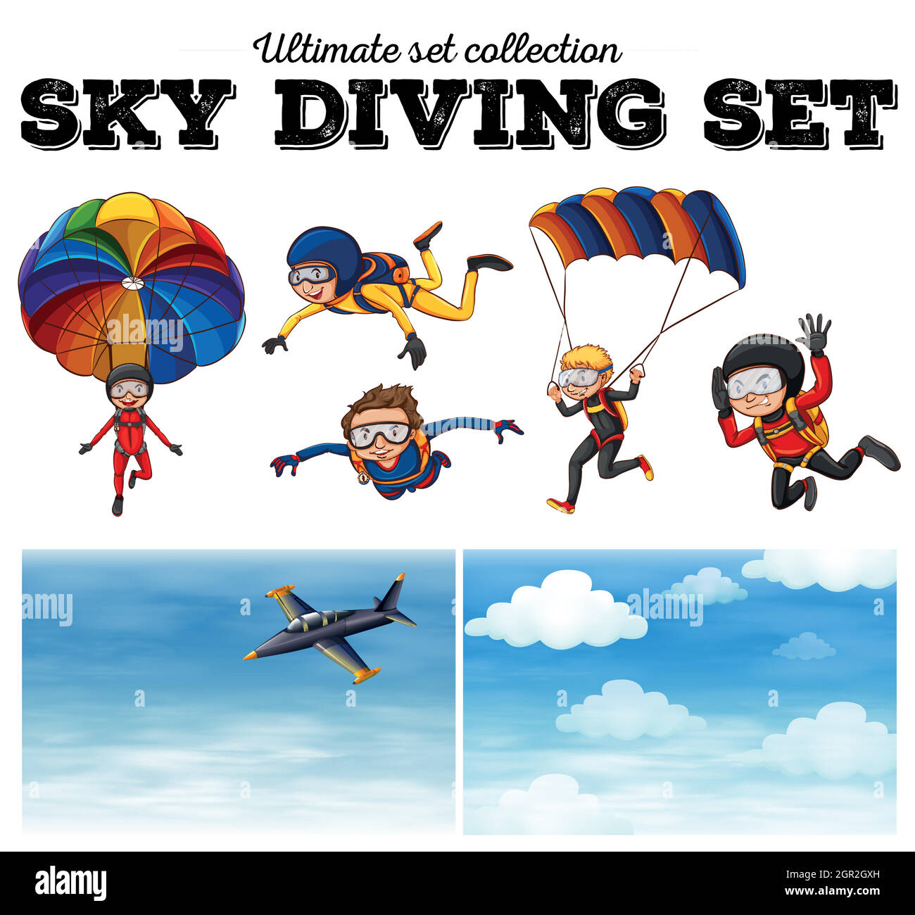 People doing sky diving Stock Vector