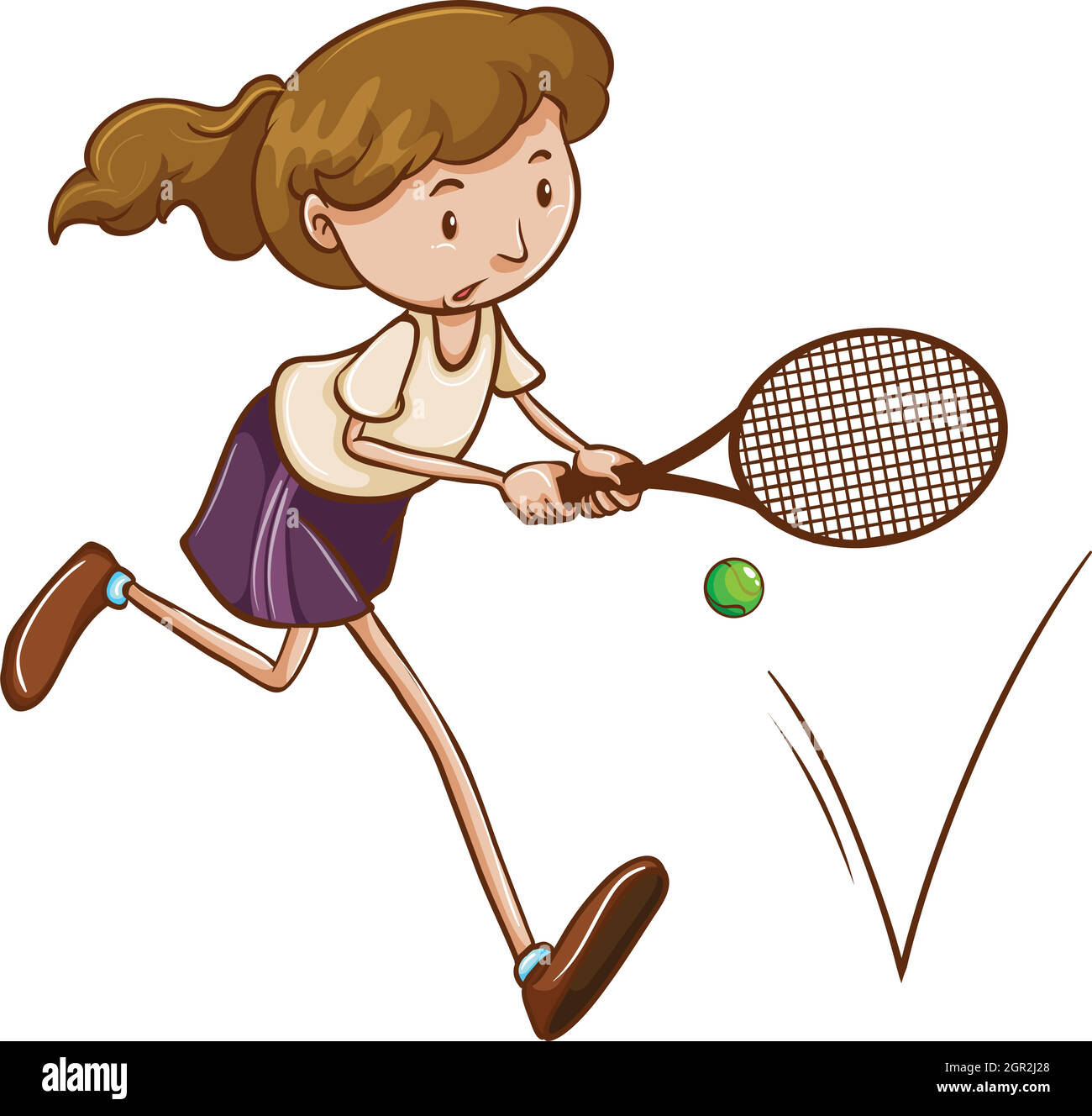 A simple sketch of a girl playing tennis Stock Vector