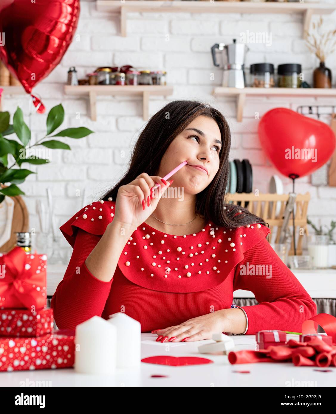 Valentines Day. Young Romantic Woman In 