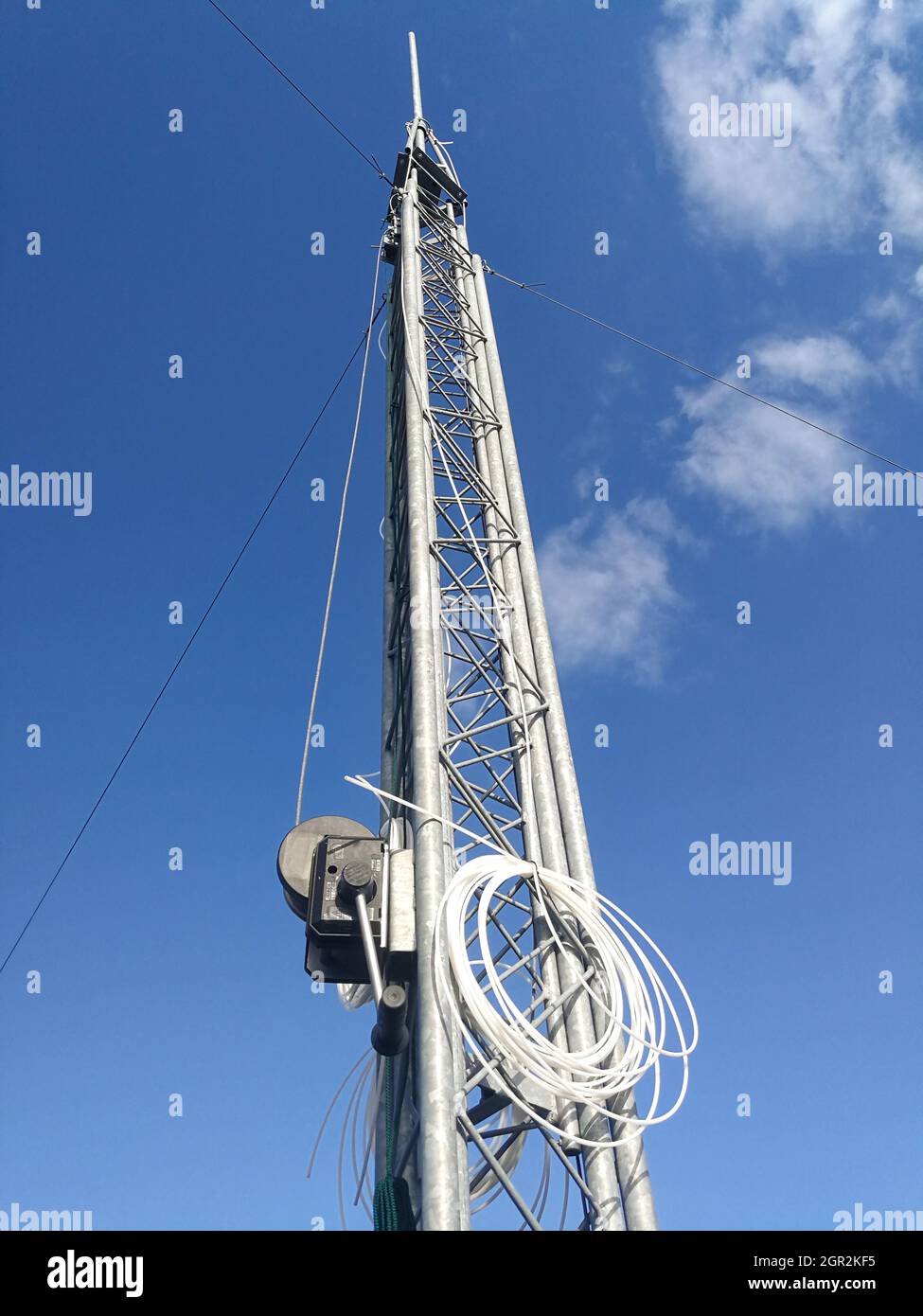 Adjustable antenna mast tower for ham radio antenna height control Stock  Photo - Alamy