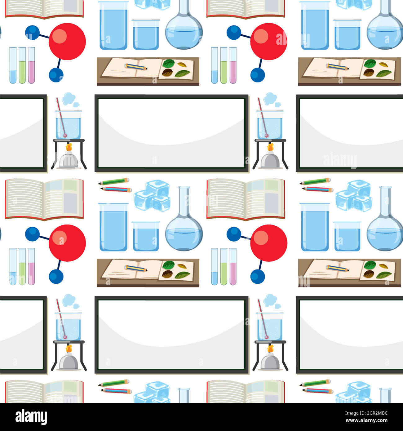 Seamless background design with board and other school items Stock Vector