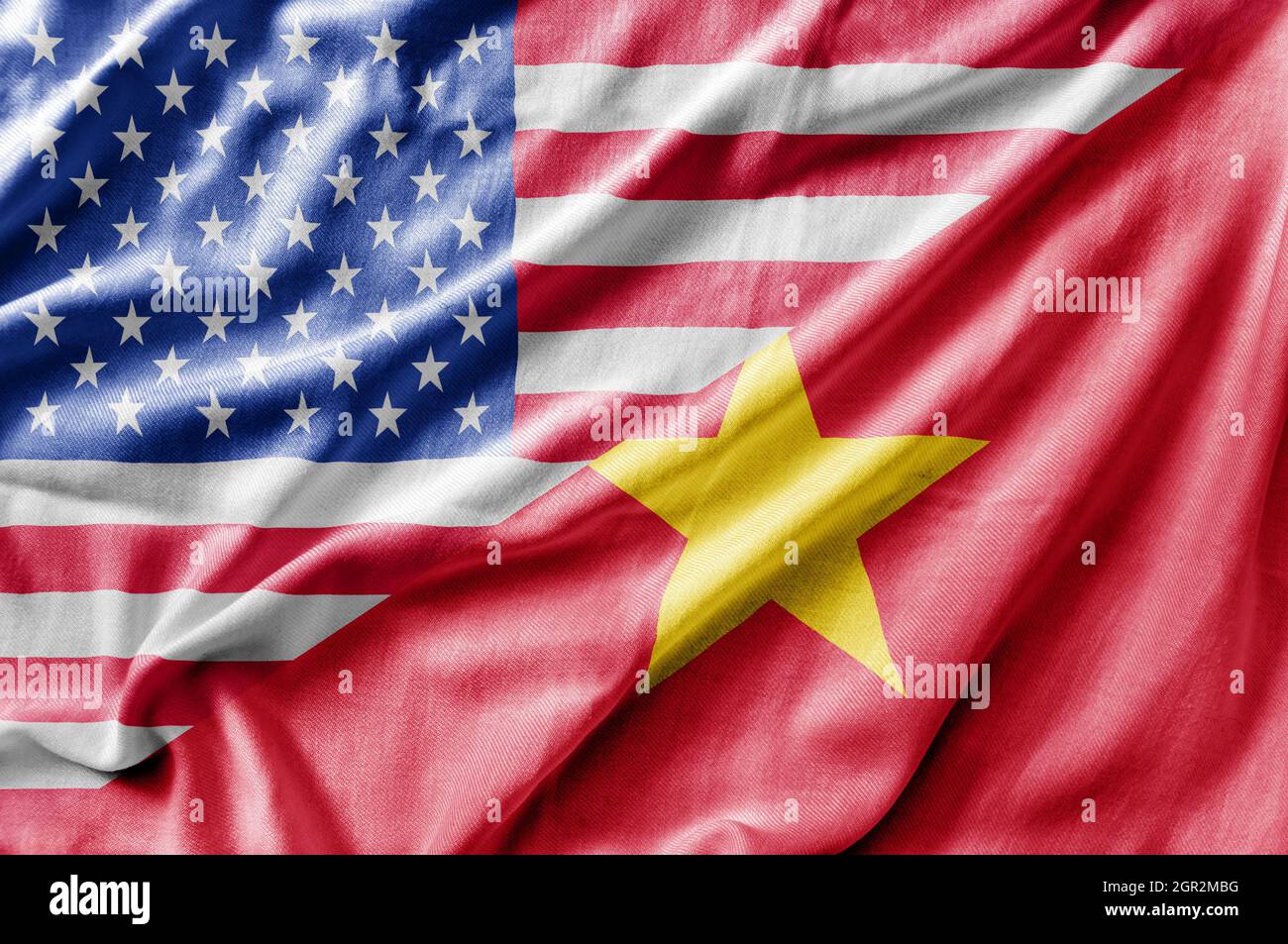 Mixed USA and Vietnam flag, three dimensional render Stock Photo