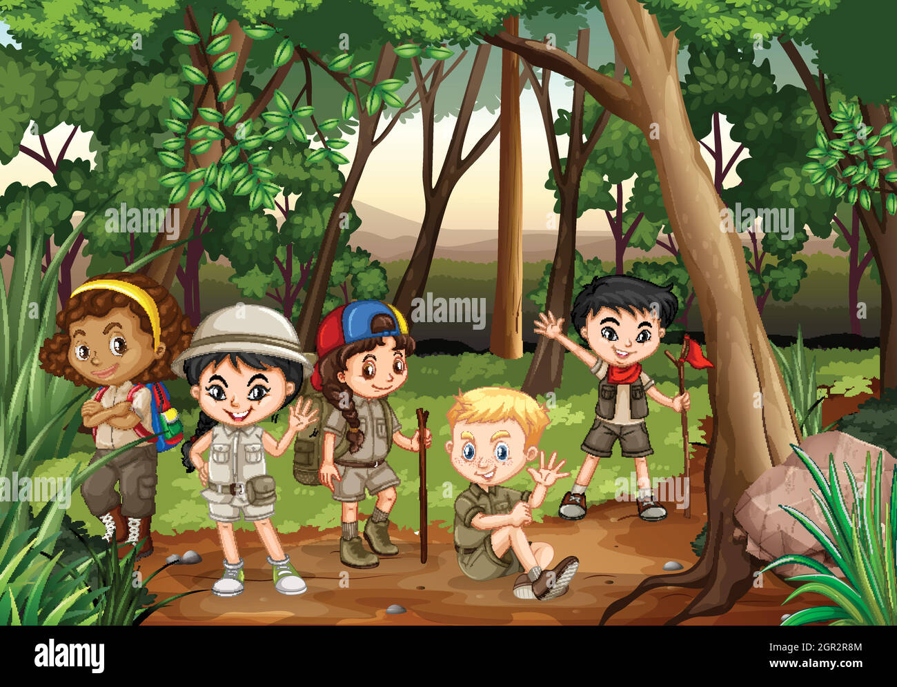 Children camping out in the woods Stock Vector Image & Art - Alamy