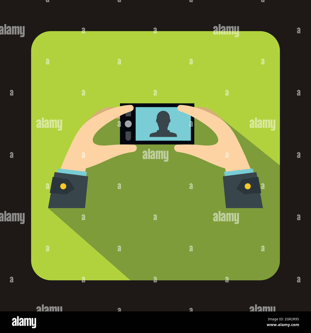 Hands holding a cell phone with photo icon Stock Vector Image & Art - Alamy