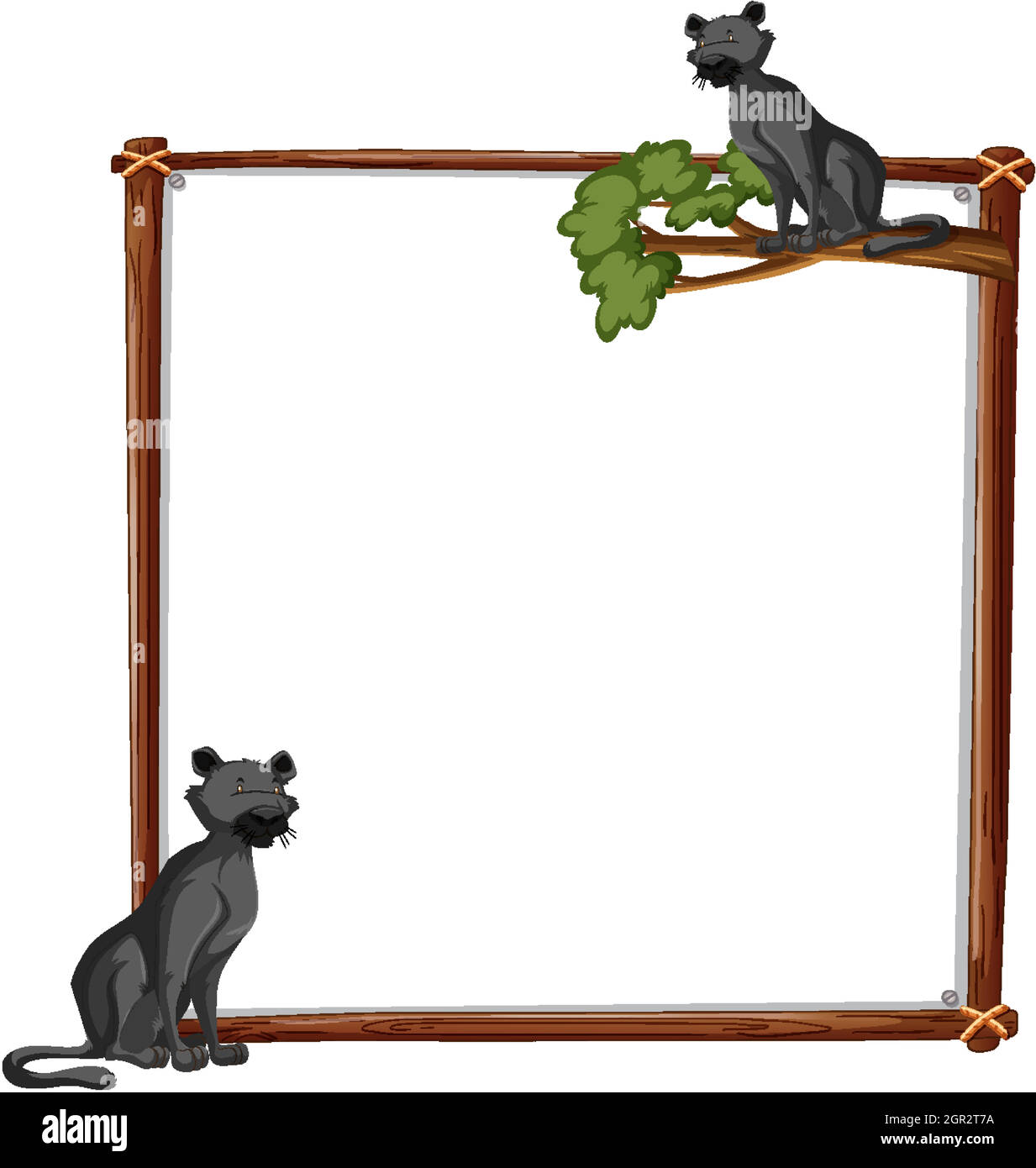 Empty banner with black panther on white background Stock Vector