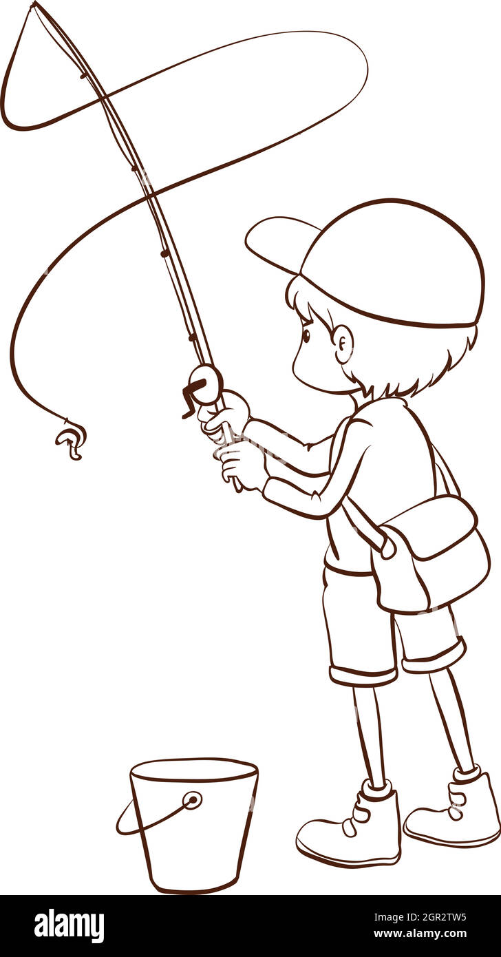 A plain sketch of a boy fishing Stock Vector Image & Art - Alamy