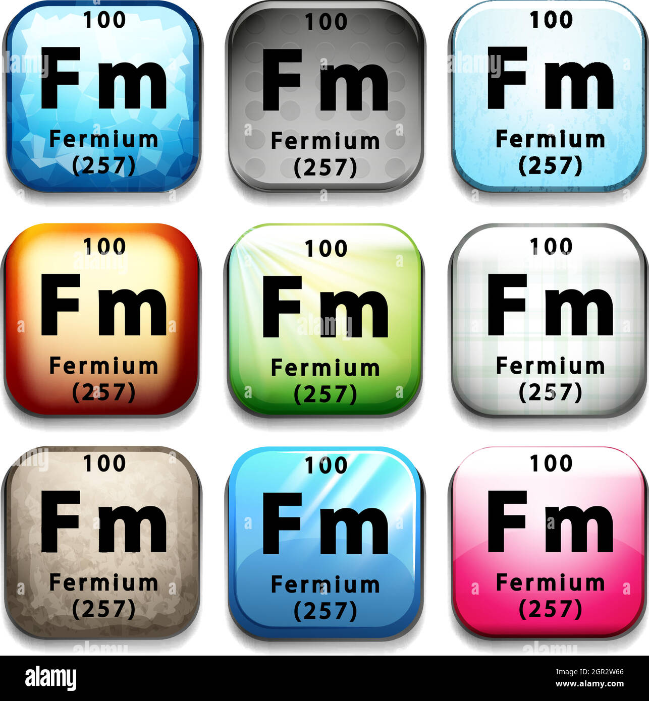 An icon showing the chemical Fermium Stock Vector