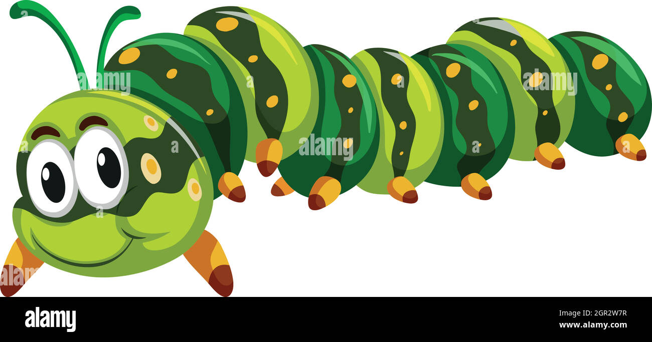 Green caterpillar crawling on white background Stock Vector Image & Art ...