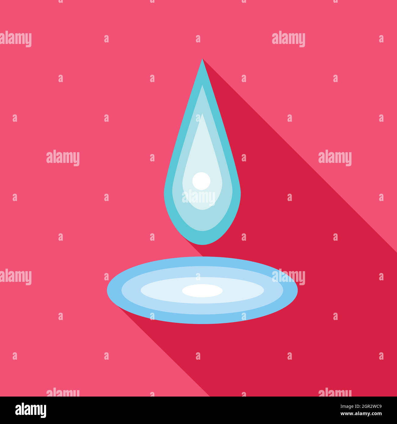 Water drop and spill icon, flat style Stock Vector