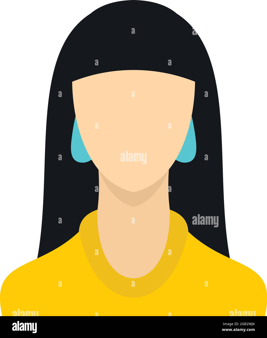 Woman with long hair icon in flat style Stock Vector Image & Art - Alamy