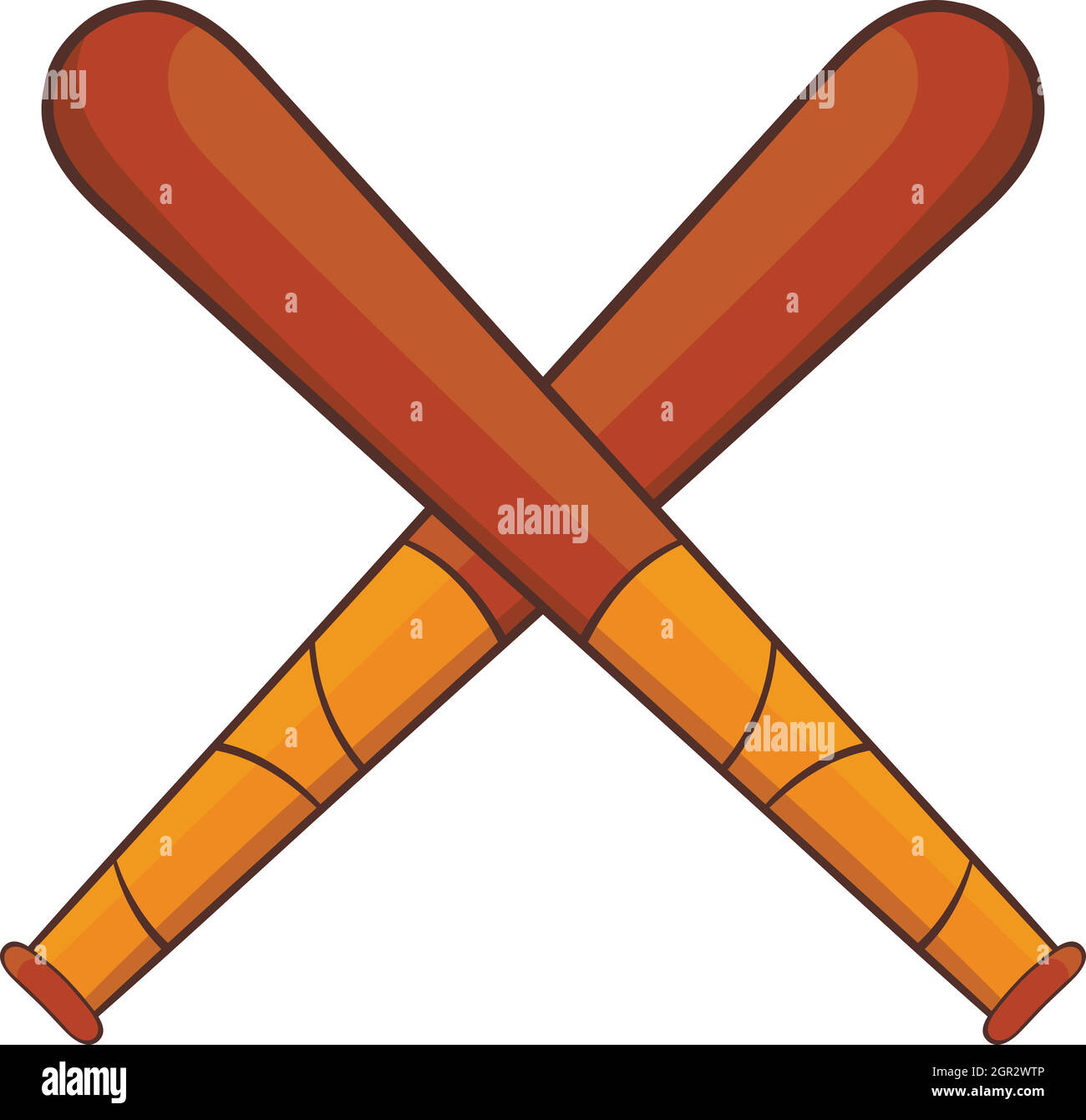 Crossed baseball bats icon, cartoon style Stock Vector