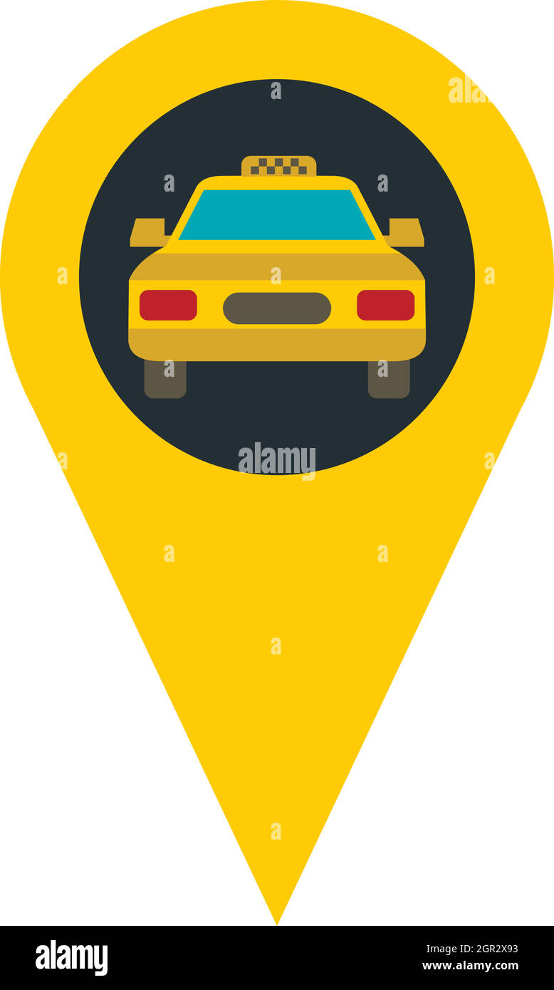 Gps pointer map with car taxi icon, flat style Stock Vector Image & Art ...
