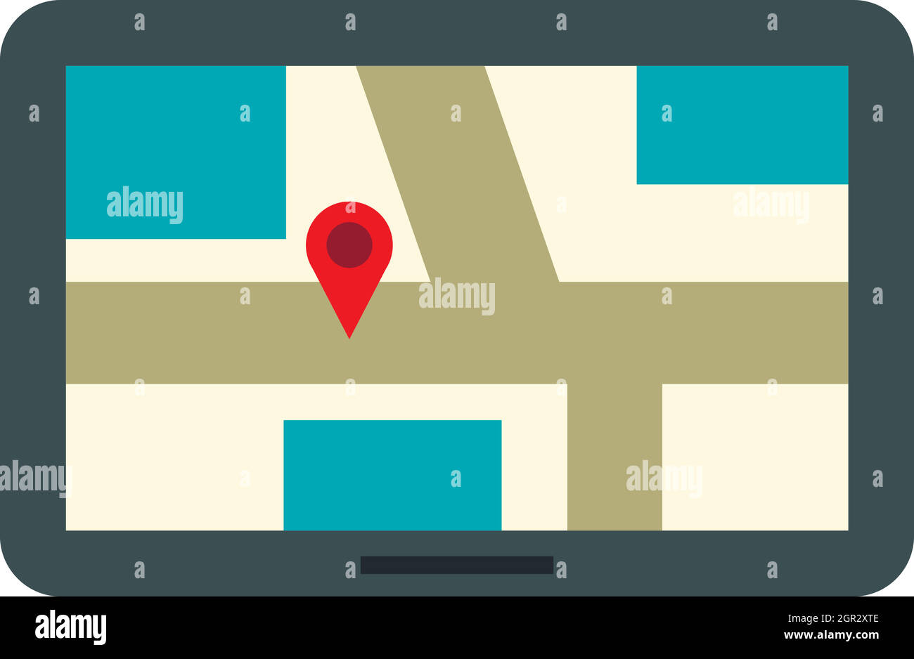 Tablet with a map of area icon, flat style Stock Vector Image & Art - Alamy
