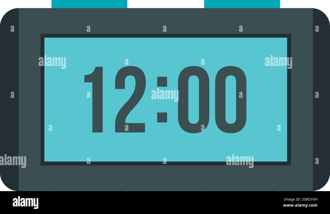 Digital table clock icon, flat style Stock Vector