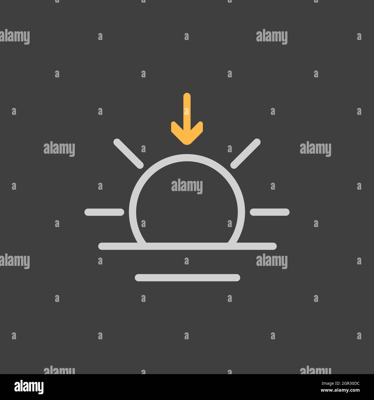 Sunset vector isolated flat icon on dark background. Weather sign Stock ...