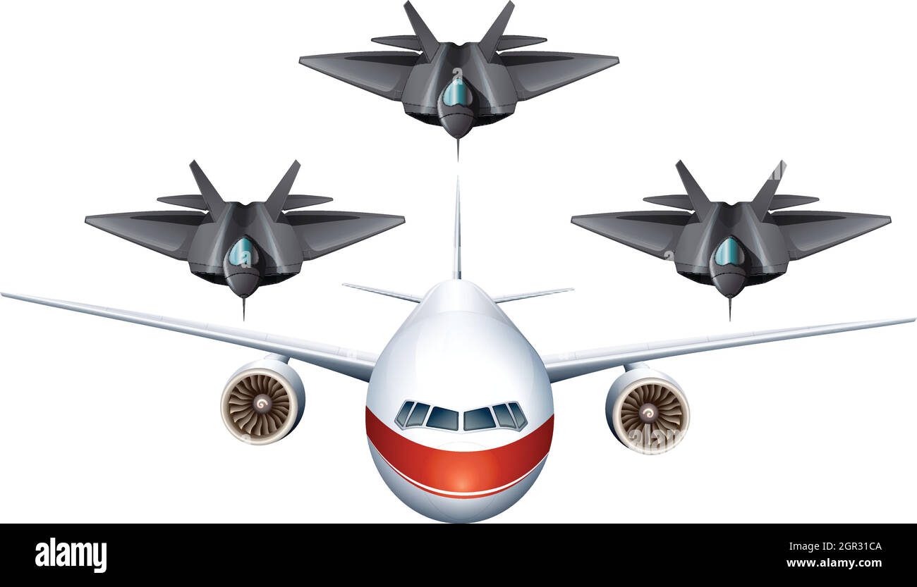 Commercial airplane and military planes Stock Vector